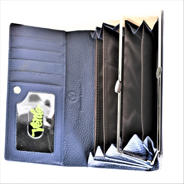 Leather wallet for woman Verde 18-957 black